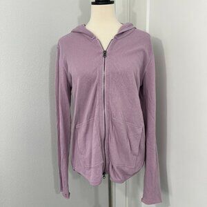 ATM Anthony Thomas Melillo Medium Purple Double Zip-Front Hoodie with Pockets